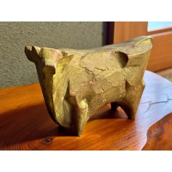 Vintage Japanese Ox Metal Sculpture, Sotaro Saegusa Zodiac